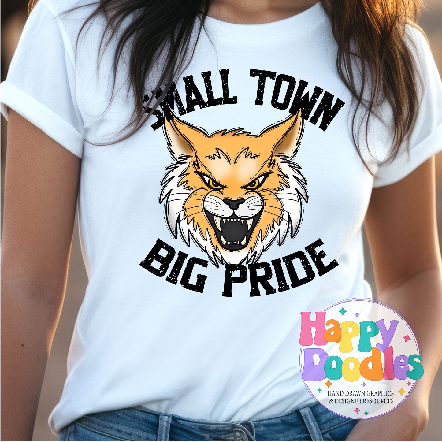 Small Town Big Pride Wildcats Printable PNG Design - Happy Doodles Designs