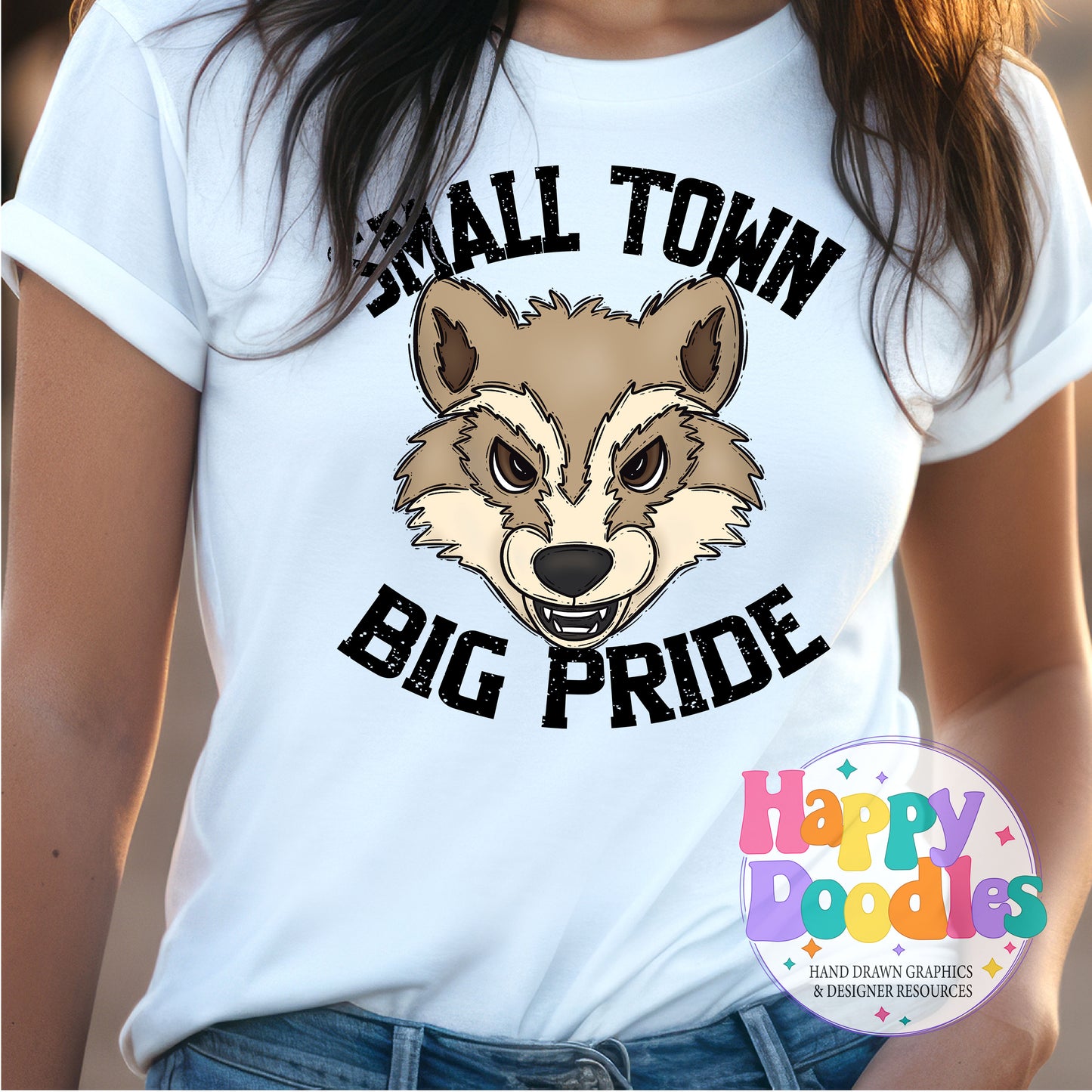 Small Town Big Pride Wolverine DIY Printable PNG - Happy Doodles Designs