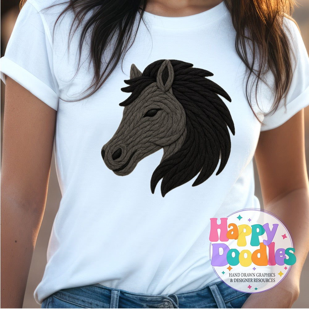Stallion Yarn Mascot High Resolution PNG Clip Art - Happy Doodles Designs
