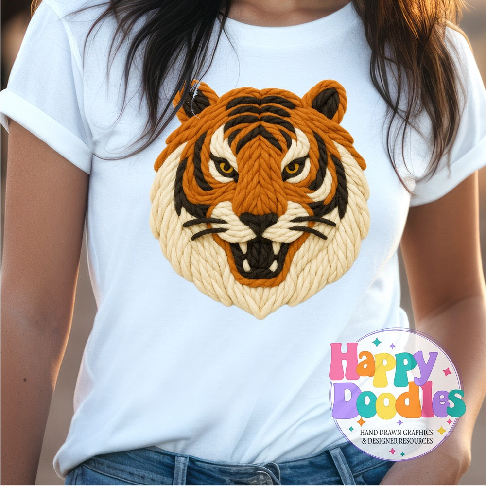 Tiger Yarn Mascot Printable Mascot PNG - Happy Doodles Designs