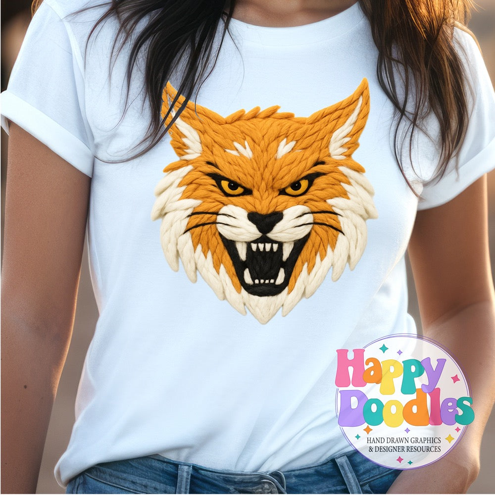 Wildcat Yarn Mascot Printable Mascot PNG - Happy Doodles Designs