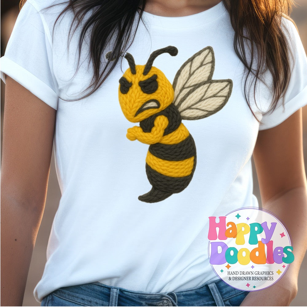 Yellow Jacket Hornet Yarn Mascot Printable PNG Clipart - Happy Doodles Designs