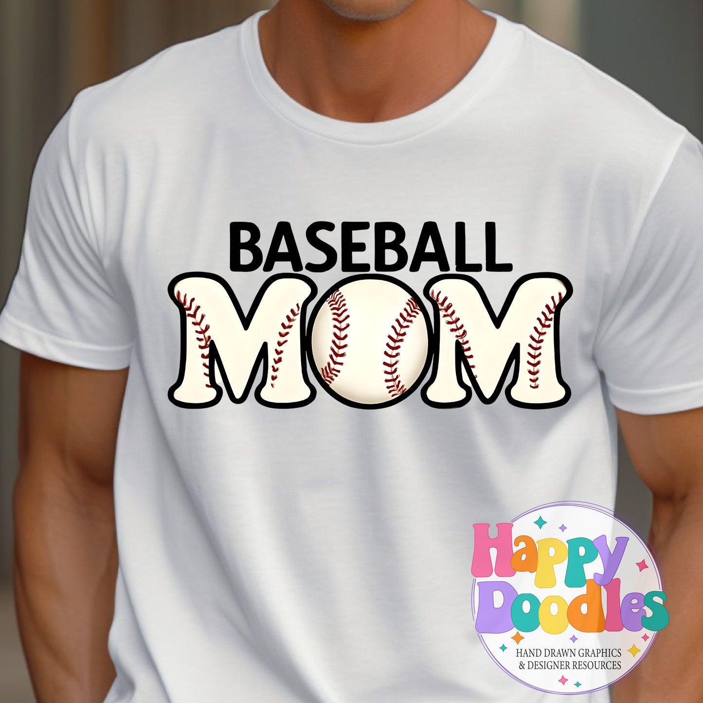 Baseball Mom DIY Printable T-Shirt Design - Happy Doodles Designs