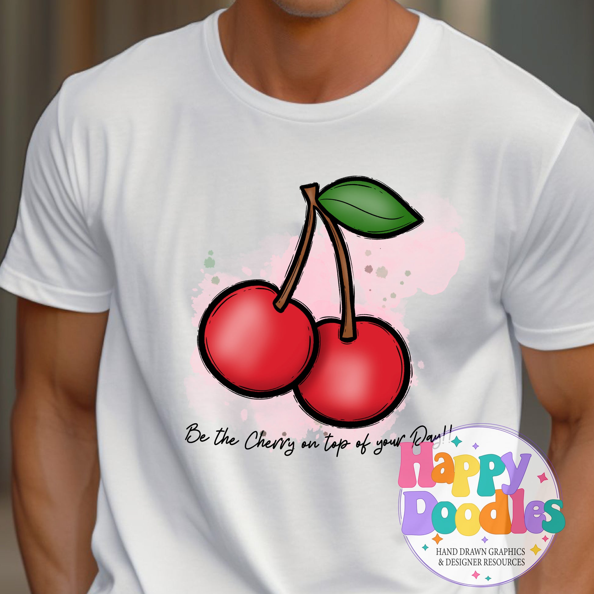 Cherry On Top of Your Day DIY Printable T-Shirt Design - Happy Doodles Designs