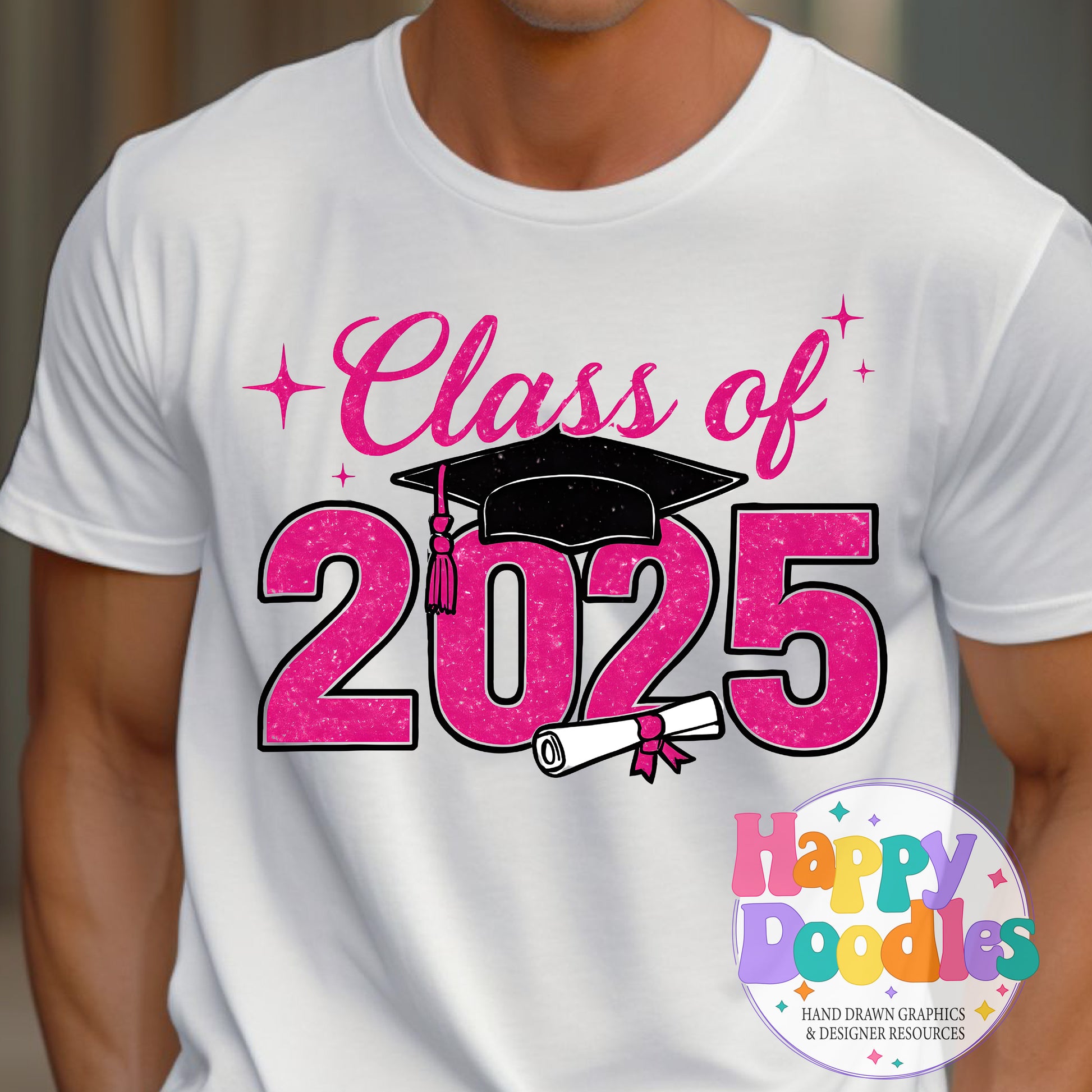 Class of 2025 Printable PNG T-Shirt Design - Happy Doodles Designs
