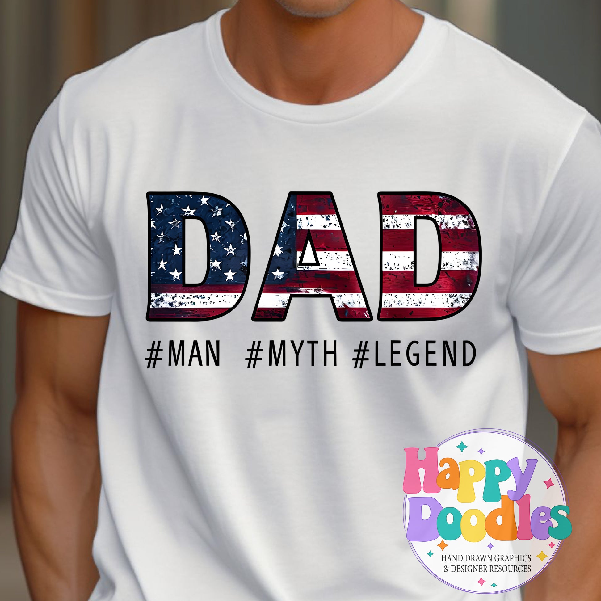 Dad Man Myth Legend T-Shirt Printable PNG Download - Happy Doodles Designs