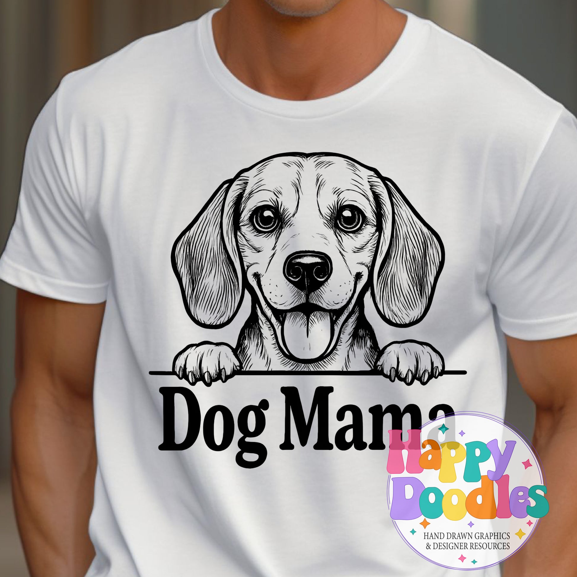 Dog Mama Beagle High Resolution Printable PNG - Happy Doodles Designs