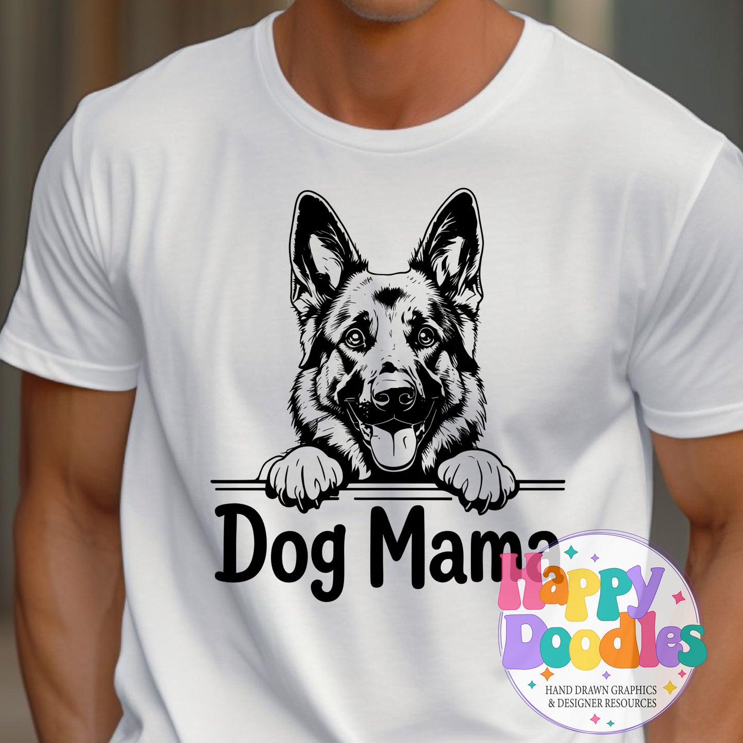 Dog Mama German Shephard High Resolution Printable PNG - Happy Doodles Designs