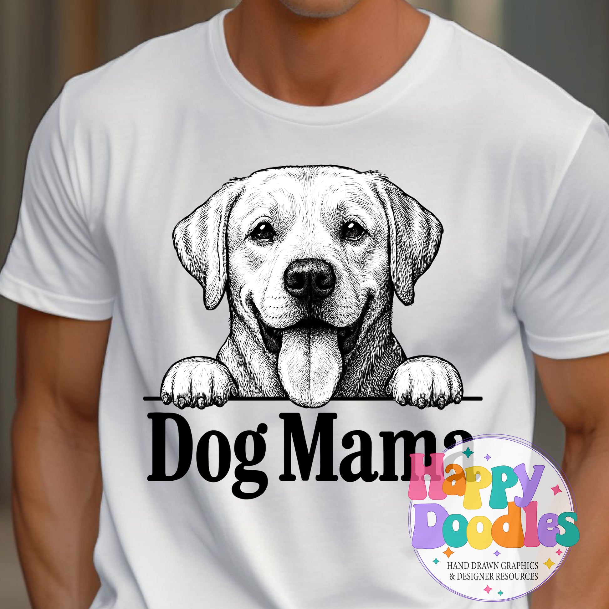 Dog Mama Lab Printable PNG T-Shirt Design - Happy Doodles Designs