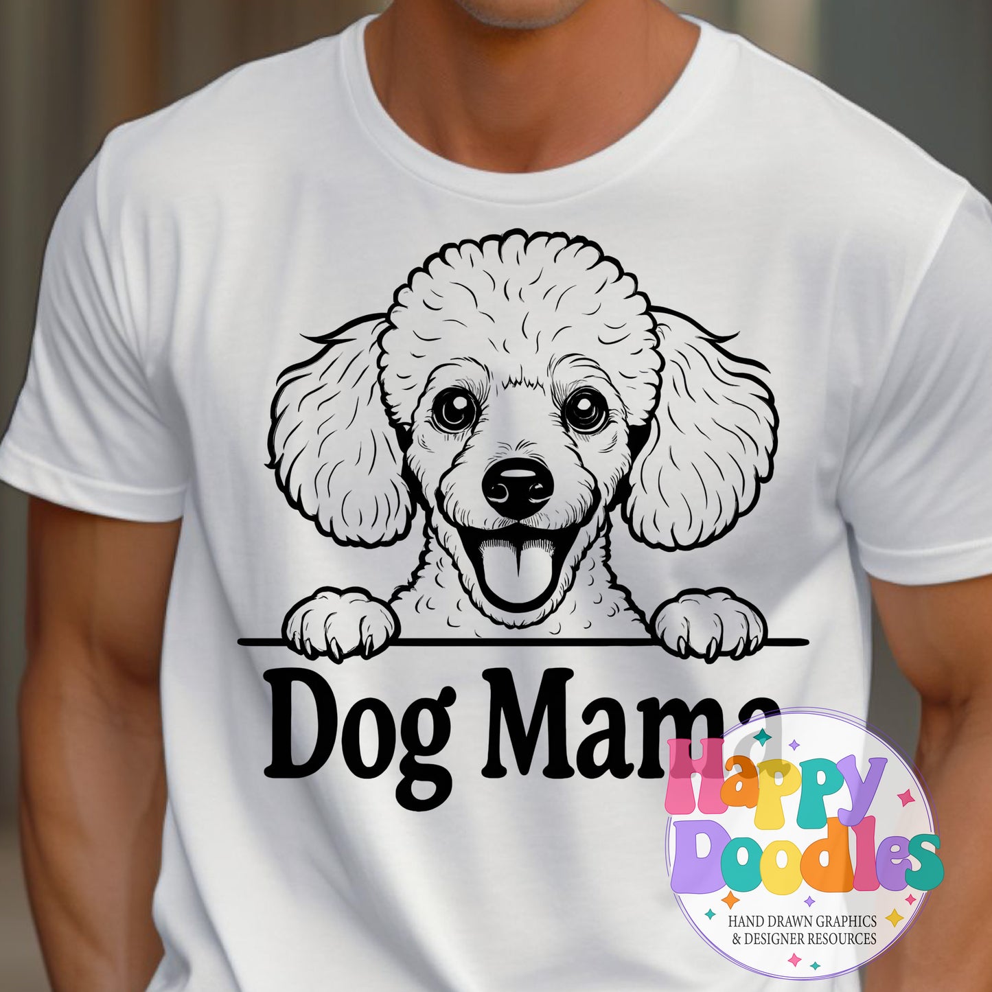Dog Mama Poodle T-Shirt Printable PNG Download - Happy Doodles Designs