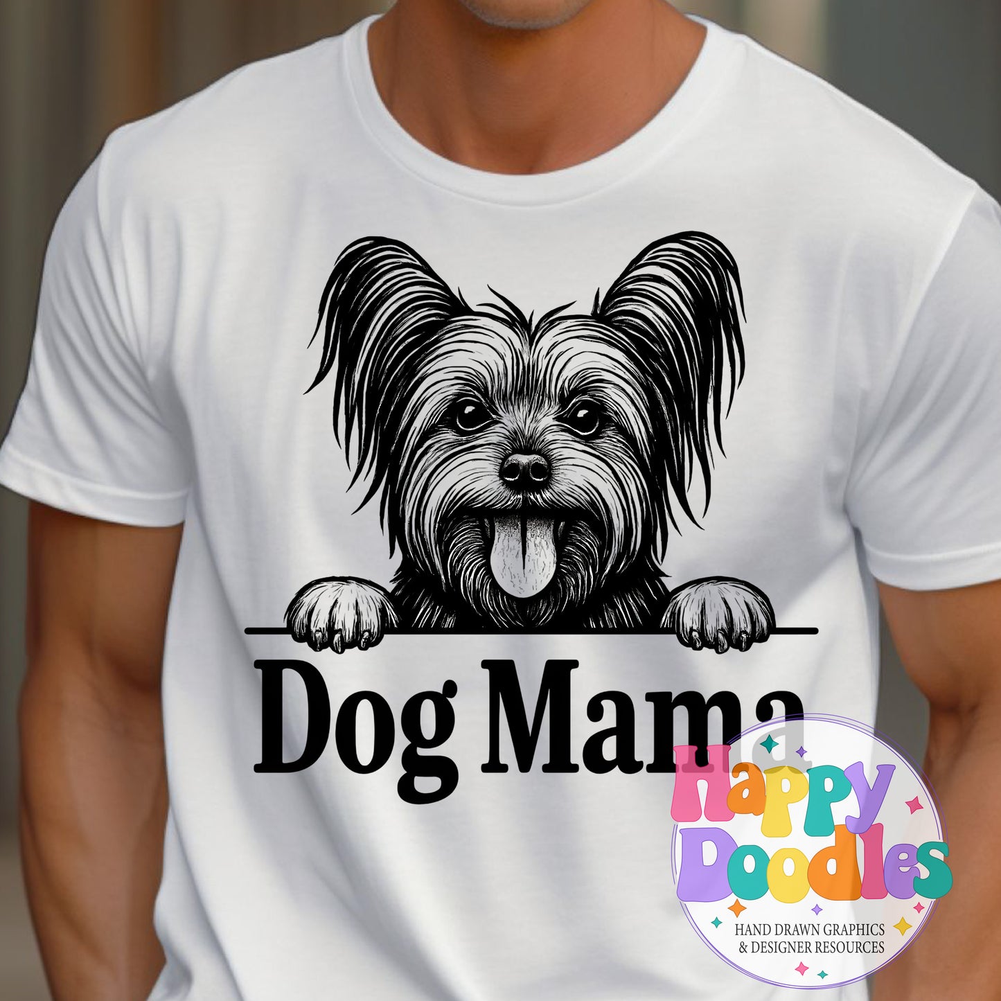 Dog Mama Yorkie DIY Printable T-Shirt Design - Happy Doodles Designs
