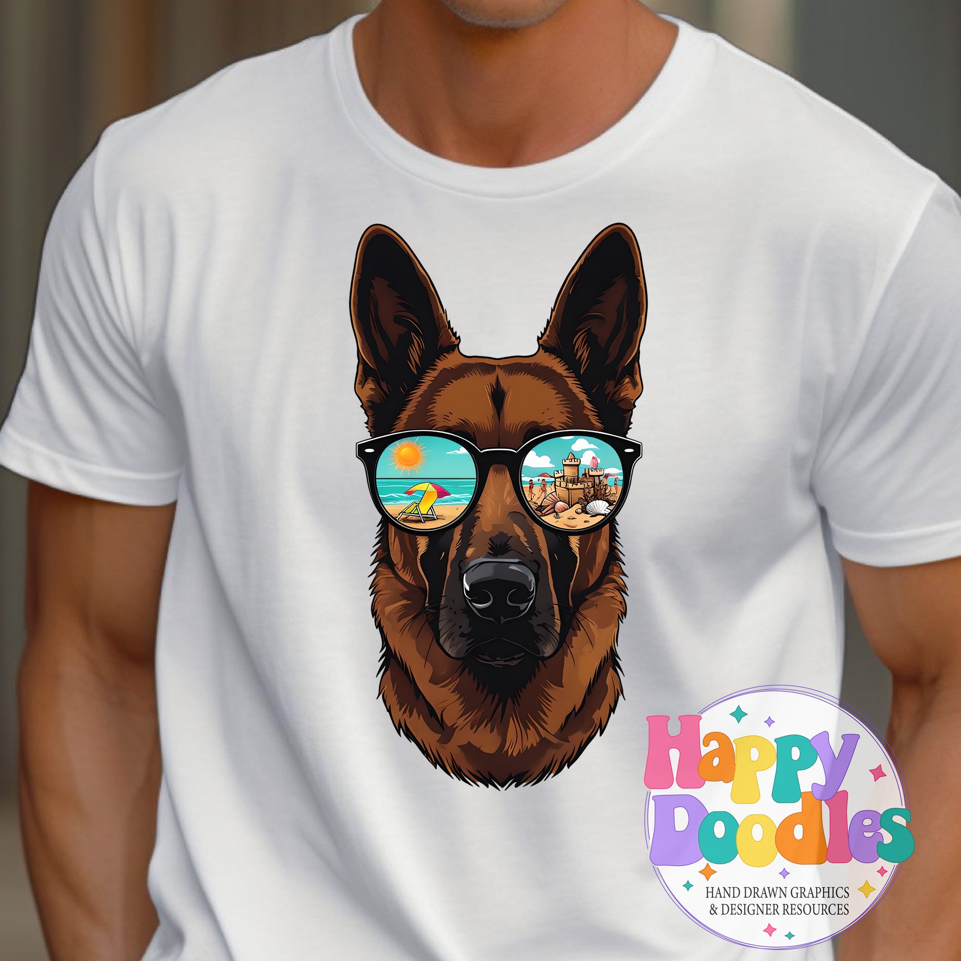 German Shephard Beach Glasses High Resolution Printable PNG - Happy Doodles Designs