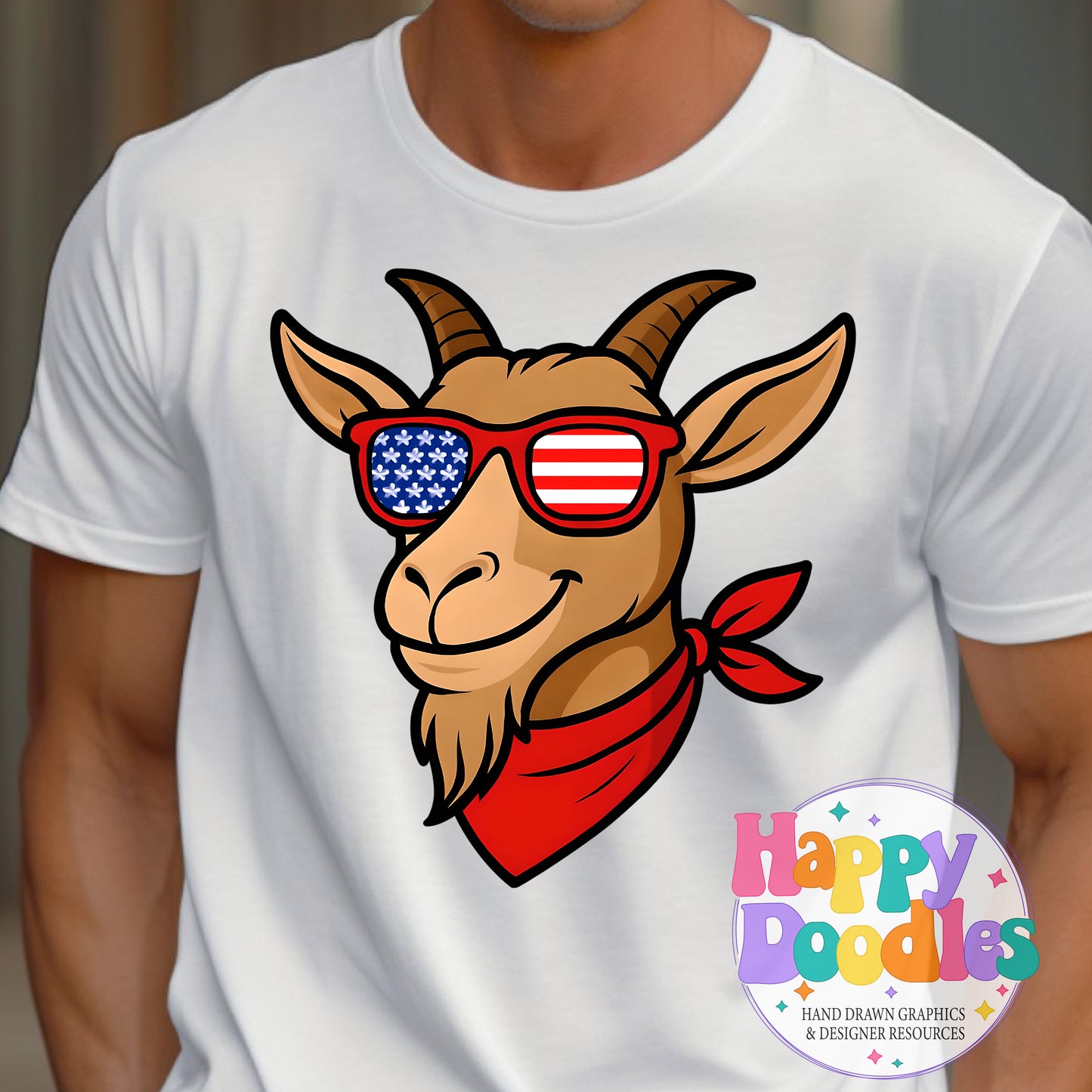 Goat Flag Glasses Printable PNG for Sublimation & Crafts - Happy Doodles Designs