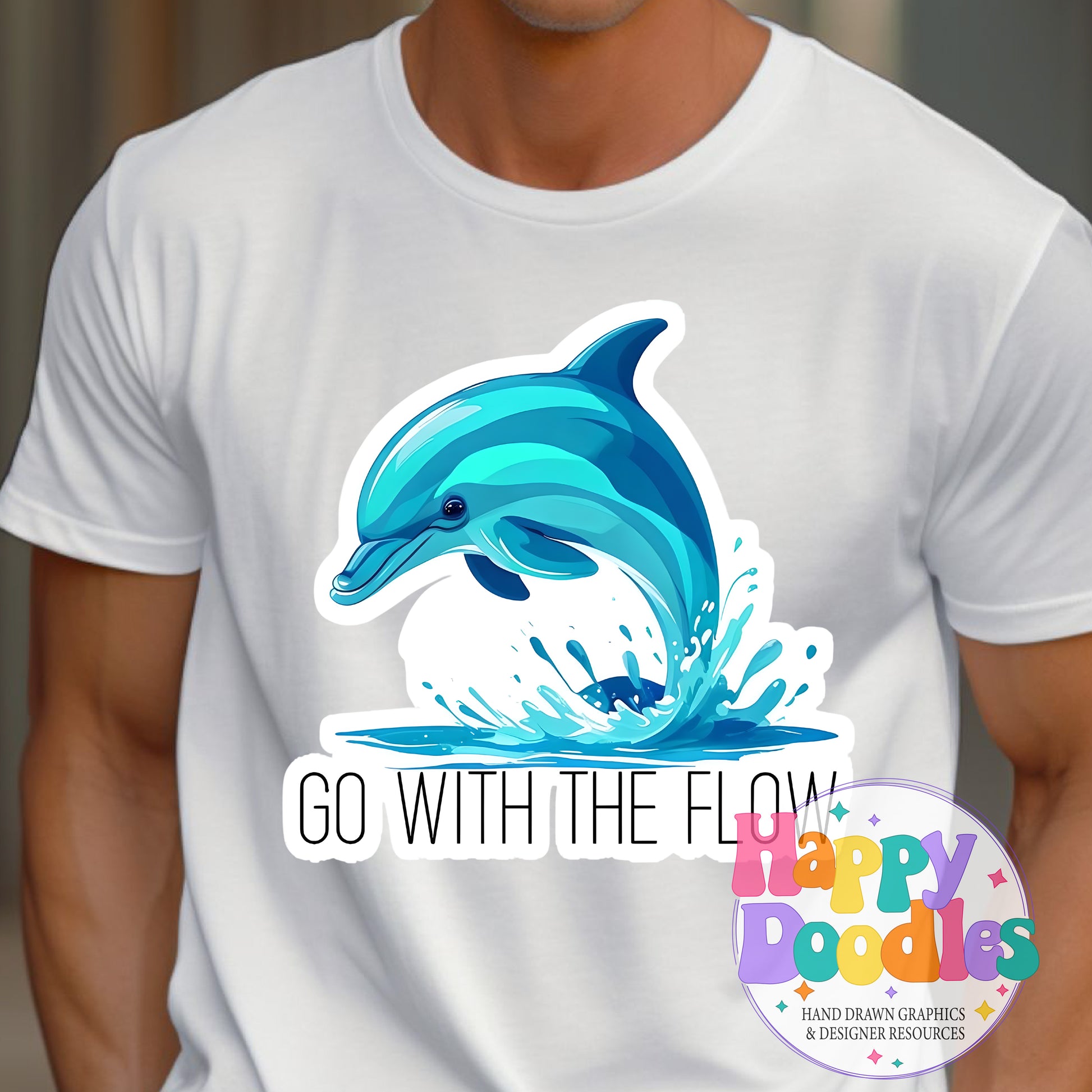 Go with the Flow Sticker Printable PNG T-Shirt Design - Happy Doodles Designs