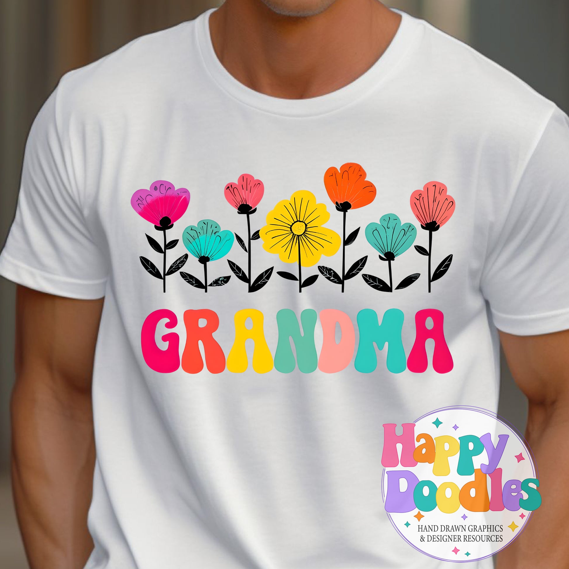 Grandma Flowers High Resolution Printable PNG - Happy Doodles Designs
