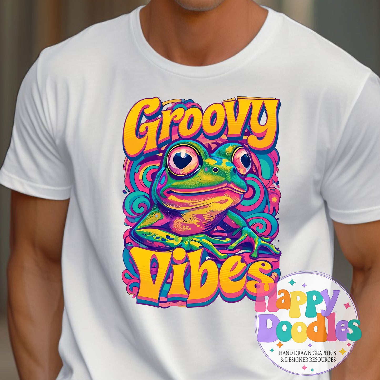 Groovy Vibes T-Shirt Printable PNG Download - Happy Doodles Designs