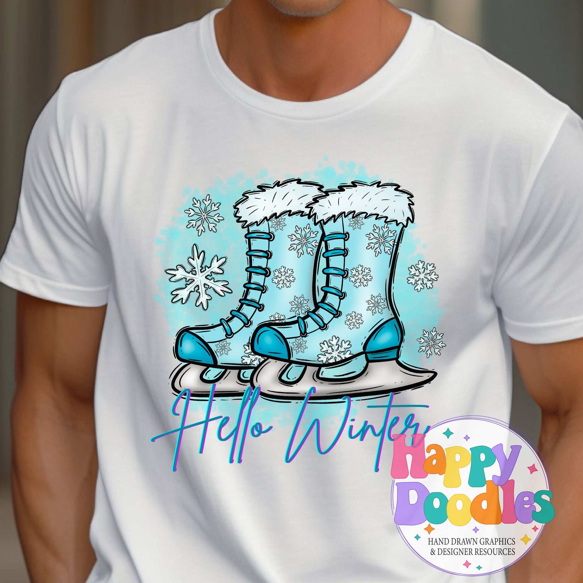 Hello Winter High Resolution Printable PNG - Happy Doodles Designs