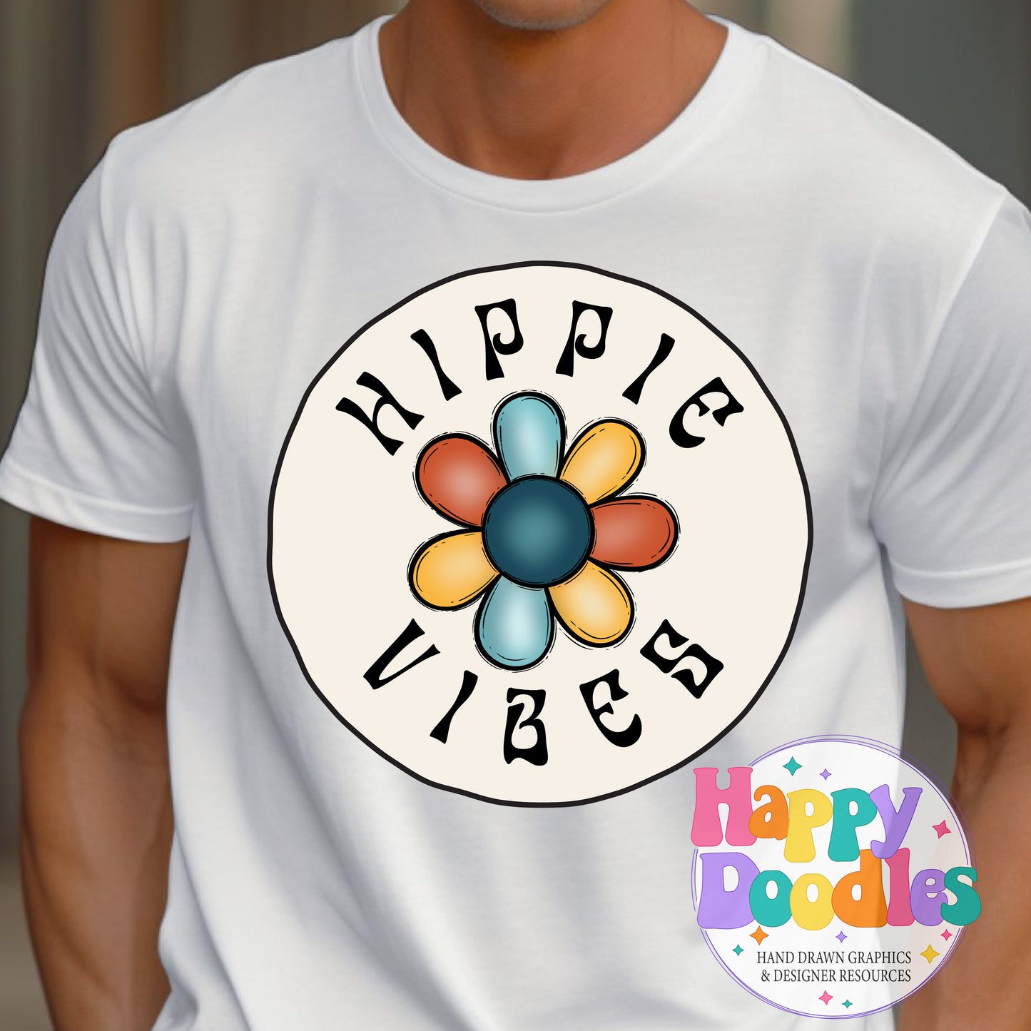 Hippie Vibes High Resolution Printable PNG - Happy Doodles Designs