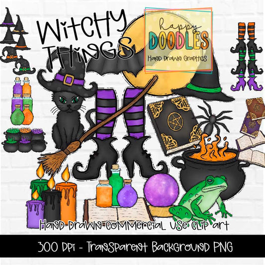 Witchy Things Bundle - Hand Drawn Commercial Use Clipart Graphics