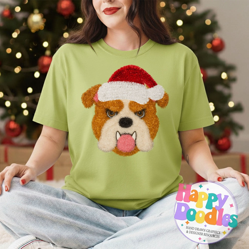 Faux Tinsel Bulldog Mascot Printable PNG