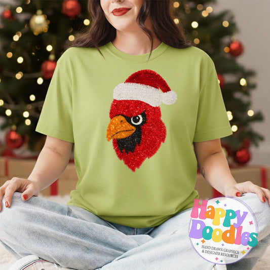 Cardinal Faux Tinsel Christmas Mascot Printable PNG