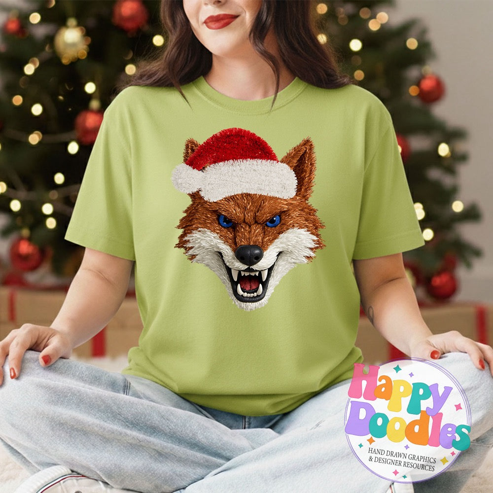 Coyote Faux Tinsel Christmas Mascot Printable PNG