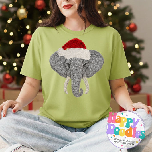 Elephant Faux Tinsel Christmas Mascot Printable PNG
