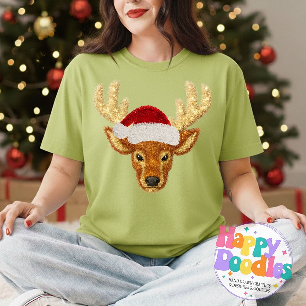 Elk Faux Tinsel Christmas Mascot Printable PNG