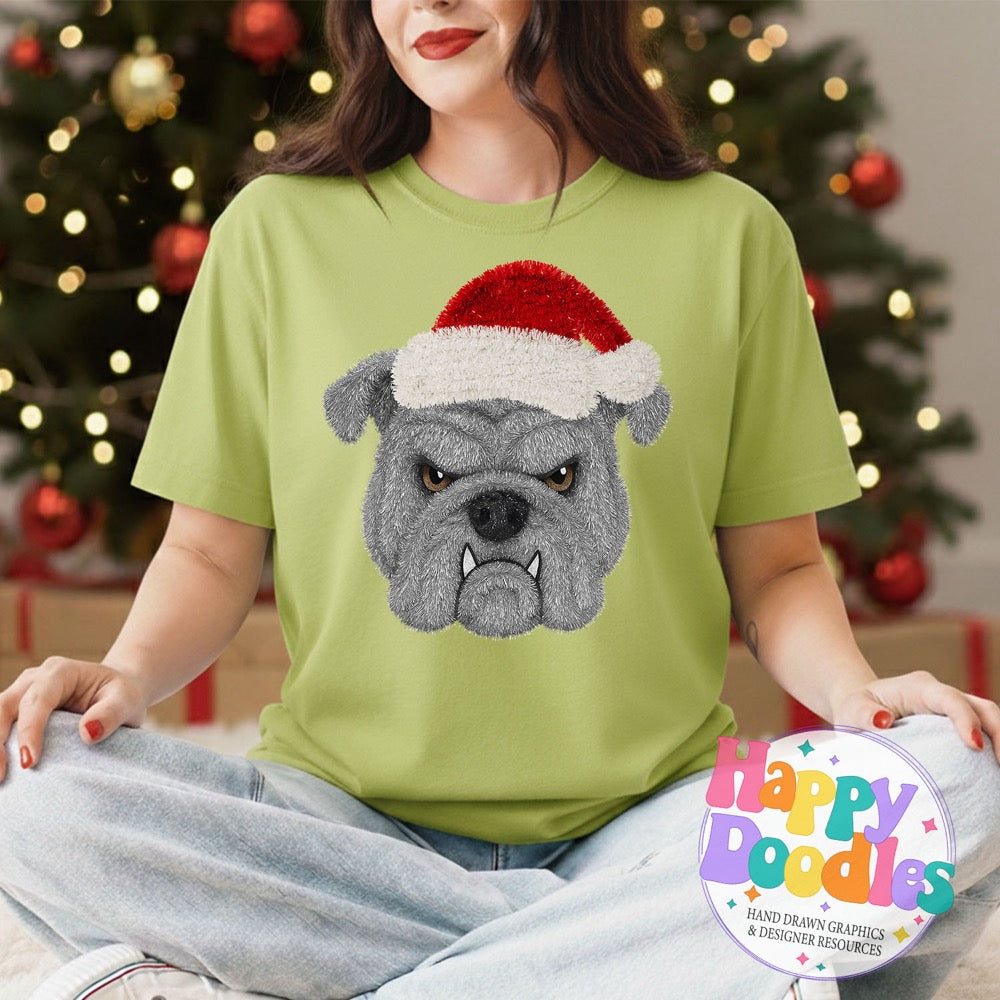 Faux Tinsel Grey Bulldog Mascot Printable PNG