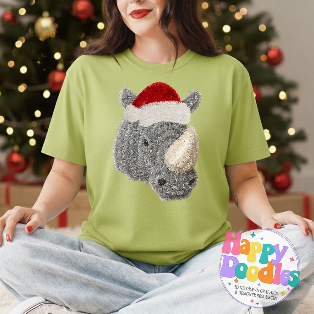 Rhino Faux Tinsel Mascot Printable PNG Clipart