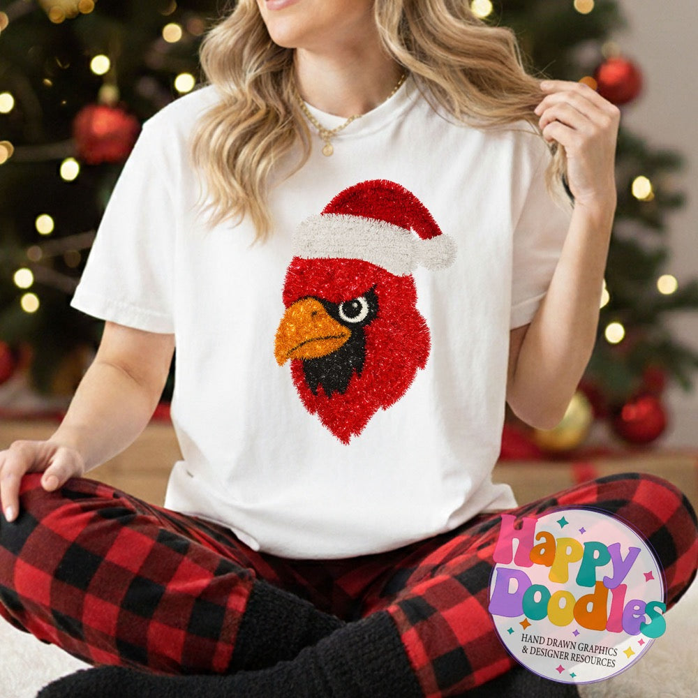 Cardinal Faux Tinsel Christmas Mascot Printable PNG