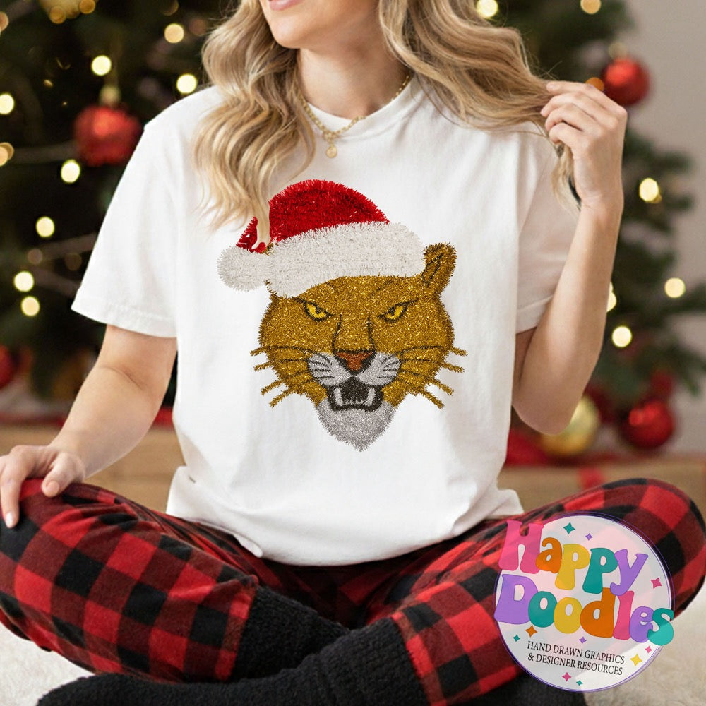 Tinsel Cougar Faux Tinsel Mascot | Printable PNG Clipart