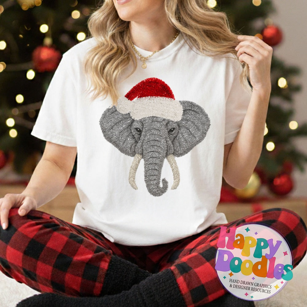 Elephant Faux Tinsel Christmas Mascot Printable PNG