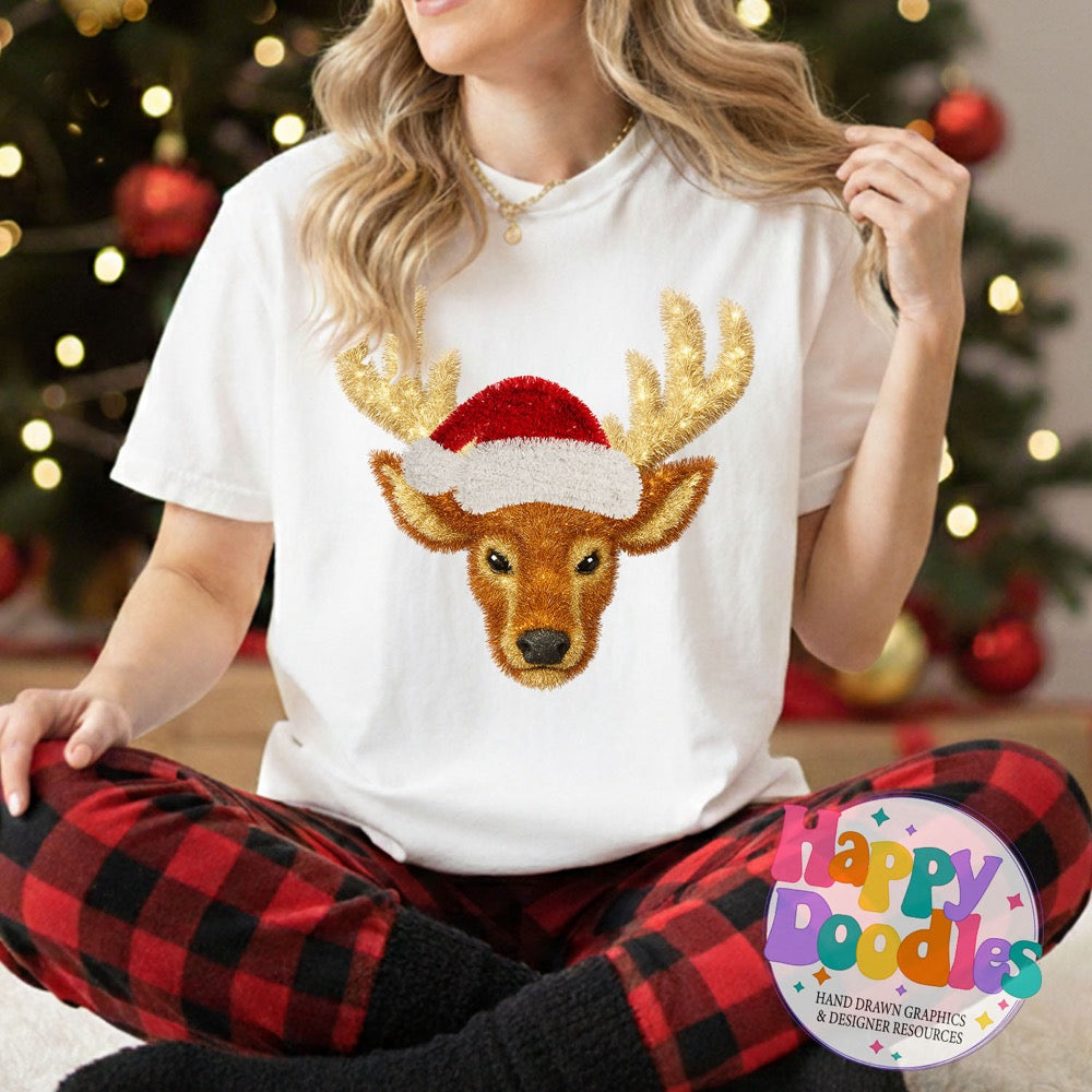 Elk Faux Tinsel Christmas Mascot Printable PNG