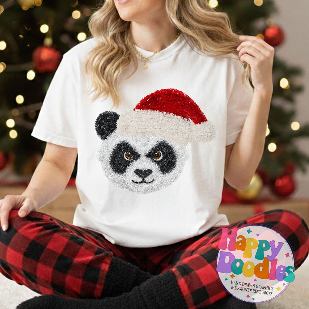 Panda Faux Tinsel Christmas Mascot Printable PNG