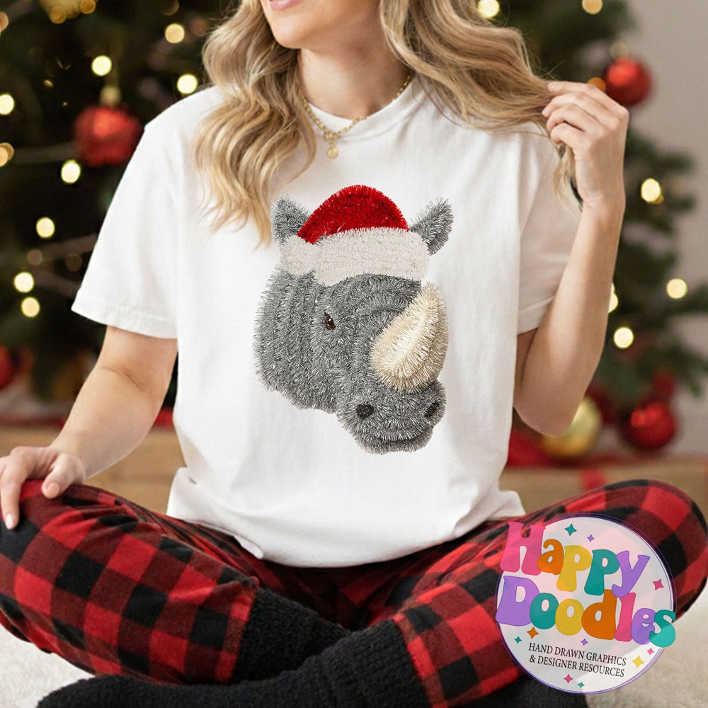 Rhino Faux Tinsel Mascot Printable PNG Clipart
