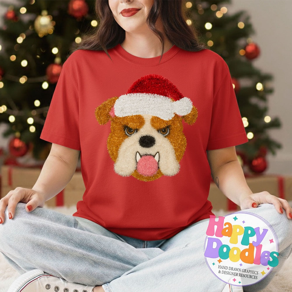 Faux Tinsel Bulldog Mascot Printable PNG