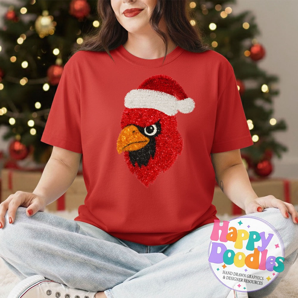 Cardinal Faux Tinsel Christmas Mascot Printable PNG