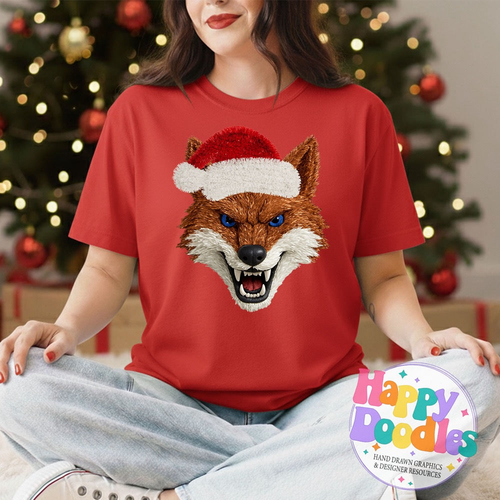 Coyote Faux Tinsel Christmas Mascot Printable PNG