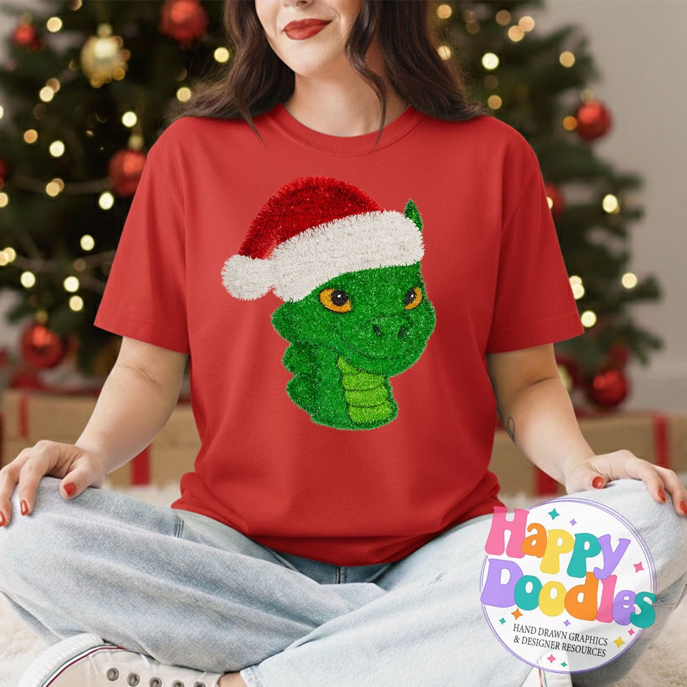 Faux Tinsel Cute Dragon Mascot Printable PNG