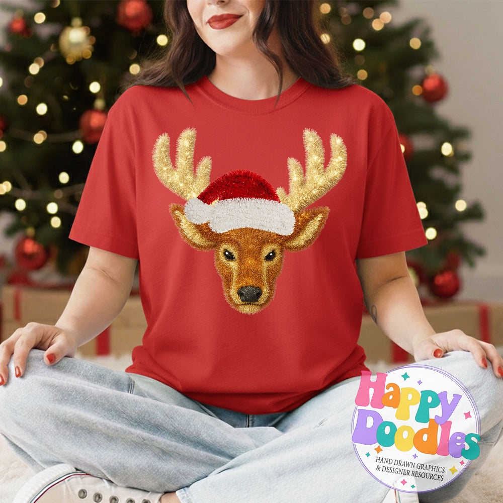 Elk Faux Tinsel Christmas Mascot Printable PNG