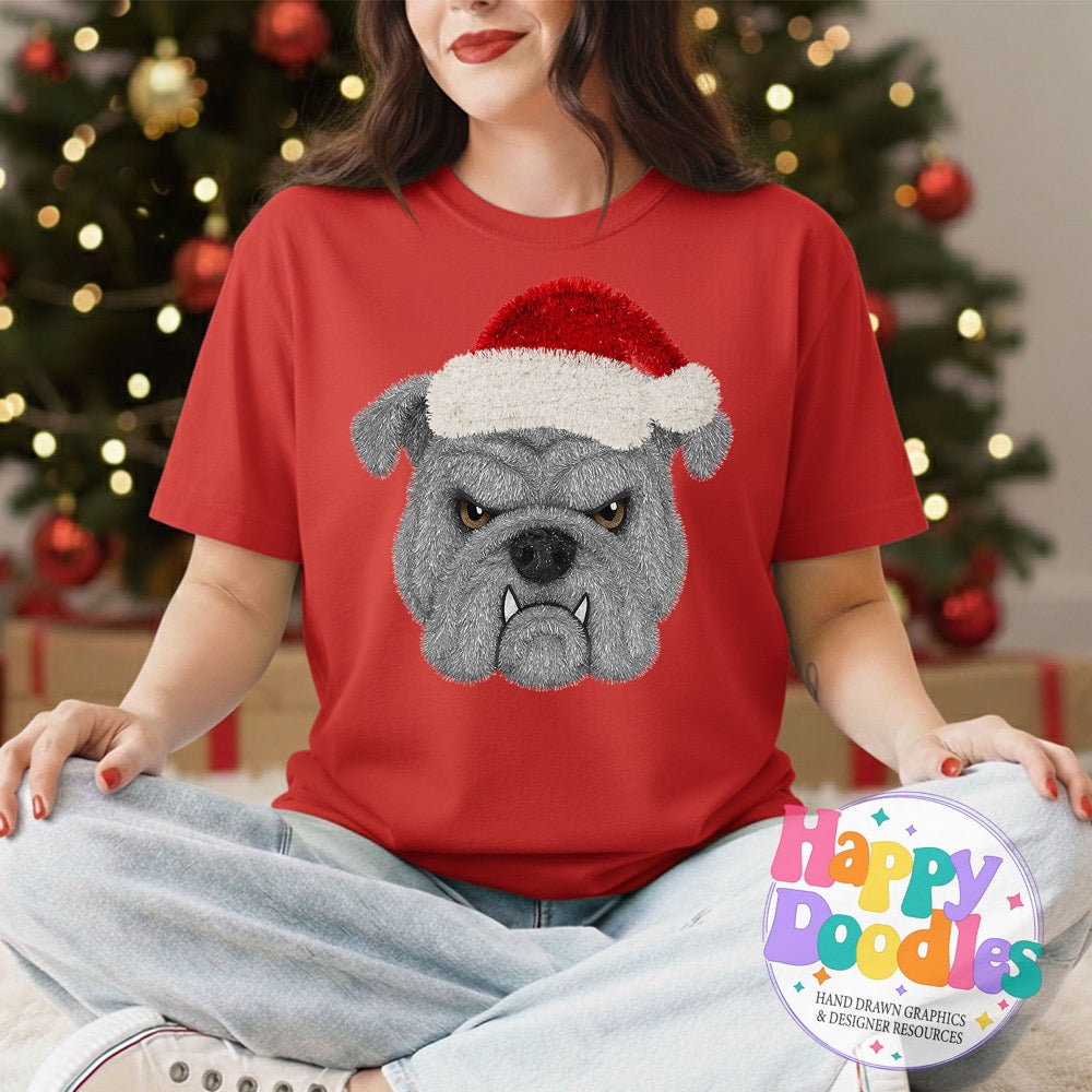 Faux Tinsel Grey Bulldog Mascot Printable PNG