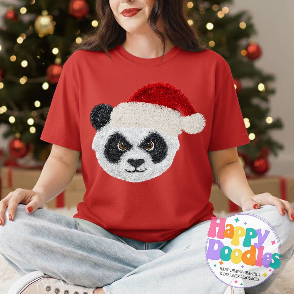 Panda Faux Tinsel Christmas Mascot Printable PNG