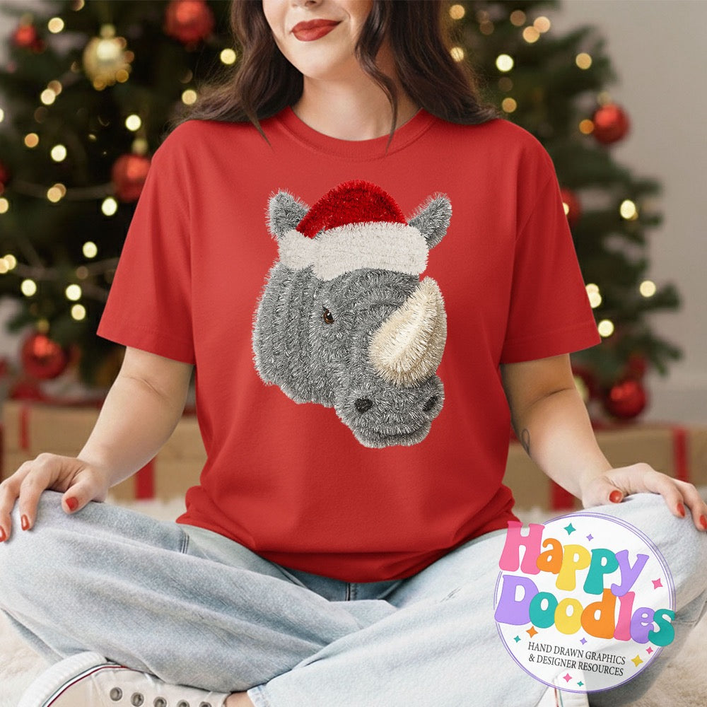 Rhino Faux Tinsel Mascot Printable PNG Clipart