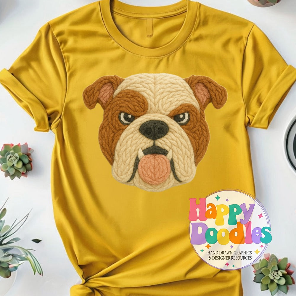 Bulldog Yarn Mascot High Resolution PNG Clip Art - Happy Doodles Designs