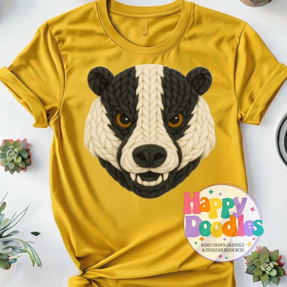 Badger Yarn Mascot Printable PNG Clipart - Happy Doodles Designs