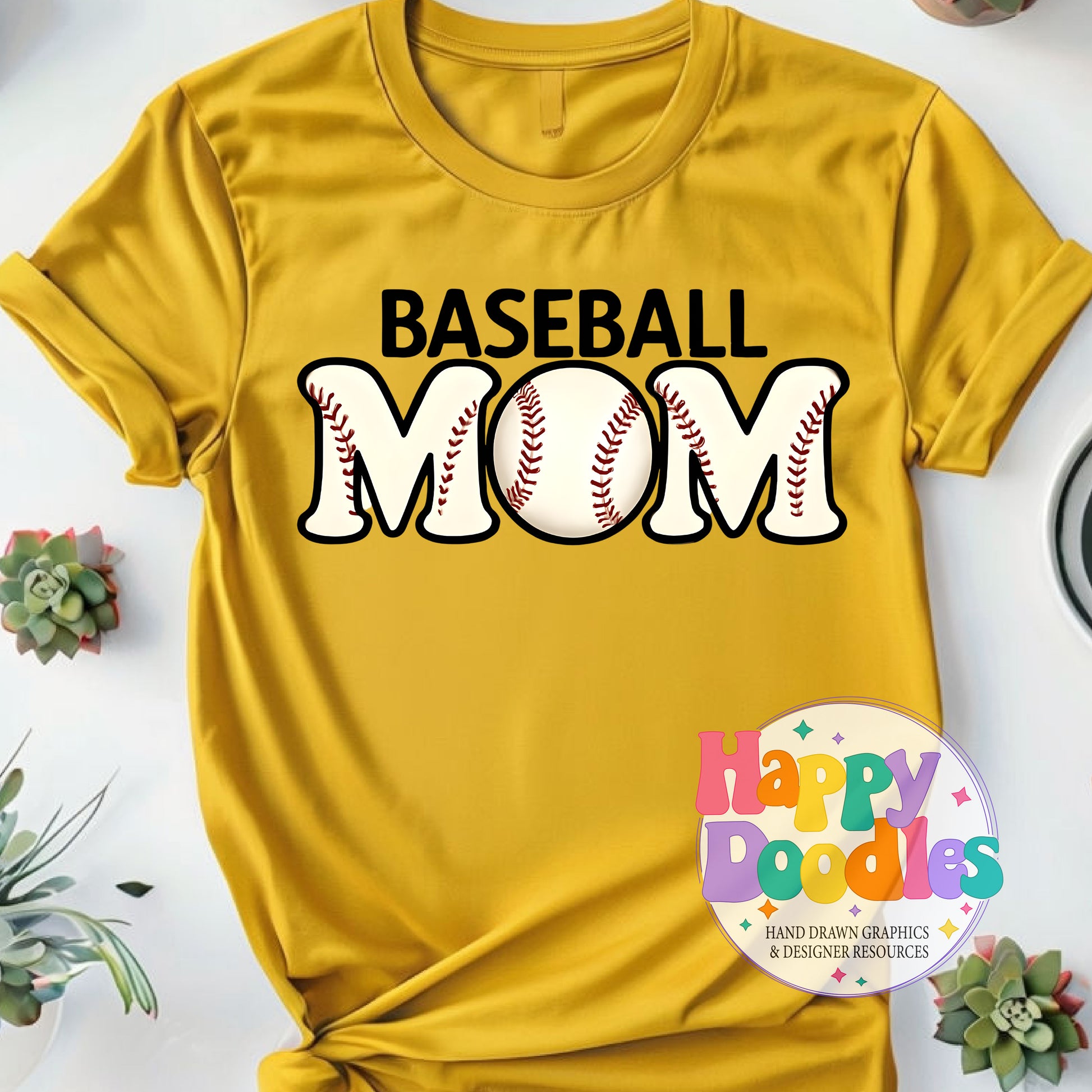 Baseball Mom DIY Printable T-Shirt Design - Happy Doodles Designs