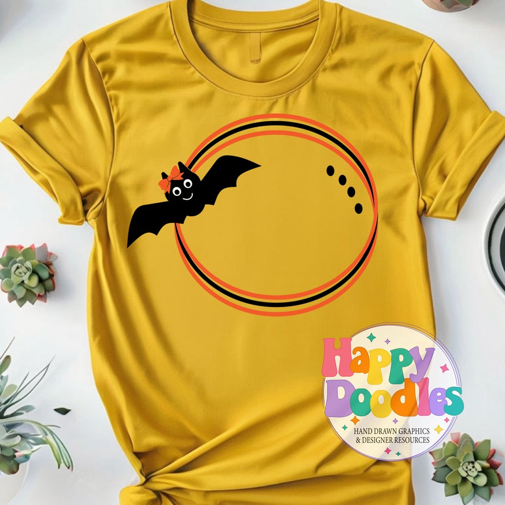 Bat Girl Monogram Frame SVG | Seasonal Monogram Frame for Cricut & Silhouette