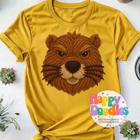 Beaver Yarn Mascot Printable Mascot PNG - Happy Doodles Designs