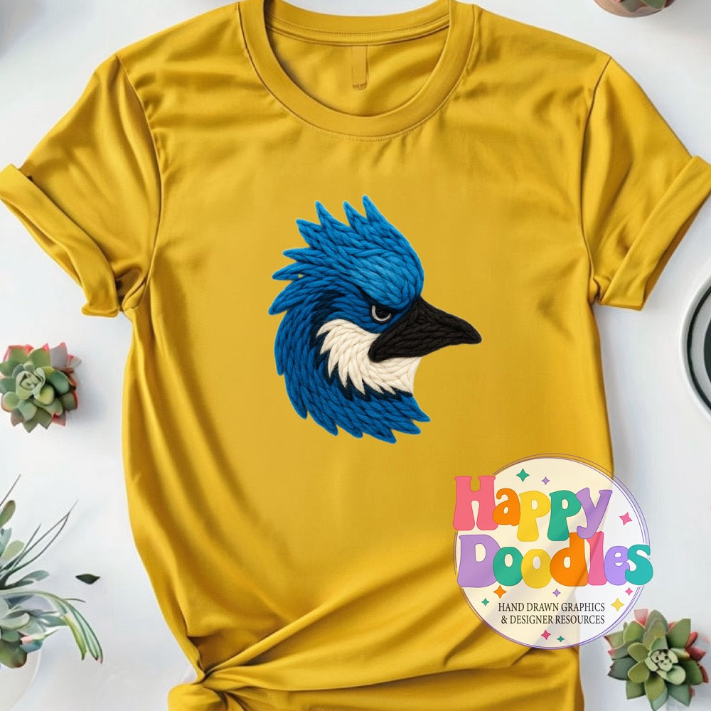 Bluejay Yarn Mascot Printable Mascot PNG - Happy Doodles Designs
